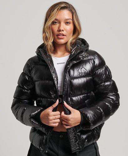 Women's Hooded Shine Sports Puffer Jacket Black - Size: 14 - Superdry - Modalova