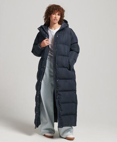 Women's Hooded Maxi Puffer Coat Navy / Eclipse Navy - Size: 10 - Superdry - Modalova