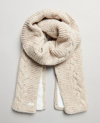 Women's Cable Knit Scarf Beige / Oatmeal Tweed - Size: 1SIZE - Superdry - Modalova