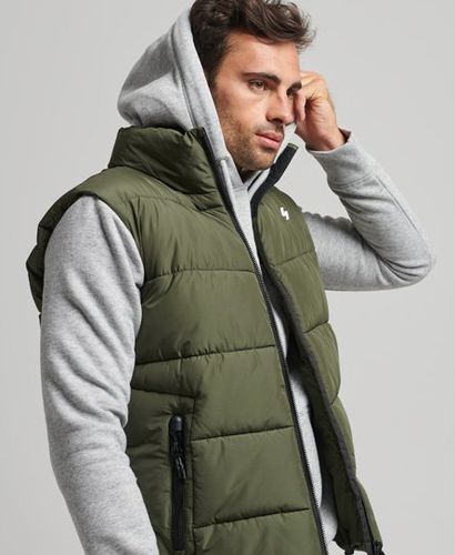 Men's Non Hooded Sports Puffer Gilet Khaki / Dark Moss - Size: S - Superdry - Modalova