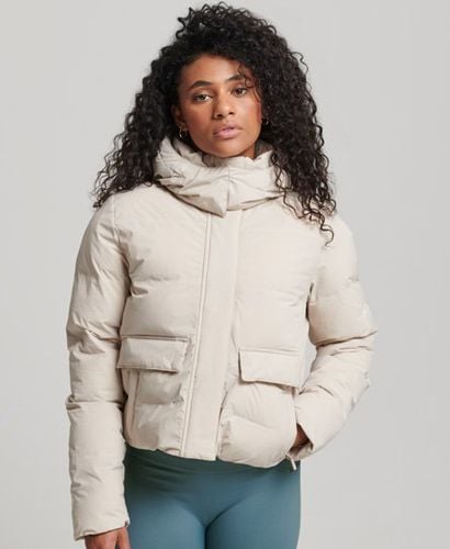 Women's Sport Train Boxy Puffer Jacket Beige / Chateau Gray - Size: 16 - Superdry - Modalova