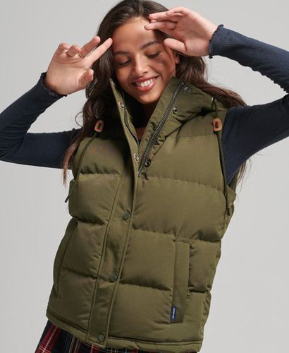 Women's Everest Hooded Puffer Gilet Green / Surplus Goods Olive - Size: 12 - Superdry - Modalova