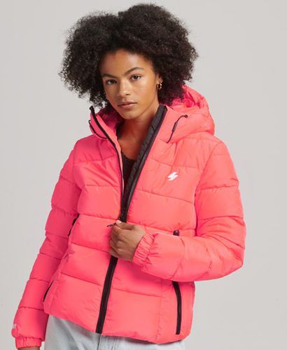 Women's Hooded Spirit Sports Puffer Jacket / Hyper Fire Coral - Size: 10 - Superdry - Modalova