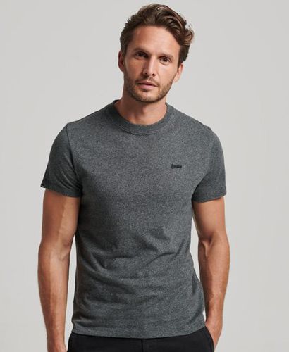Men's Organic Cotton Essential Micro Logo T-Shirt Dark Grey / Asphalt Grit - Size: S - Superdry - Modalova
