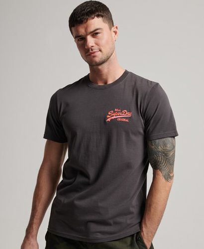 Men's Vintage Logo Neon T-Shirt Grey / Carbon Grey - Size: S - Superdry - Modalova
