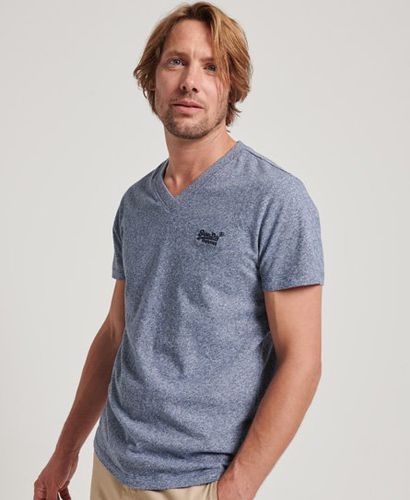 Men's Organic Cotton Essential Logo V Neck T-Shirt / Tois Blue Grit - Size: S - Superdry - Modalova