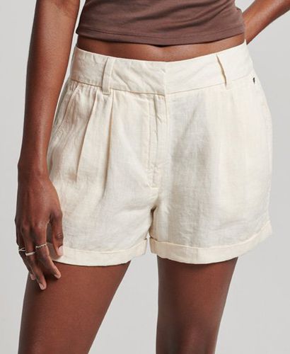 Women's Overdyed Linen Shorts / Rice White - Size: 6 - Superdry - Modalova