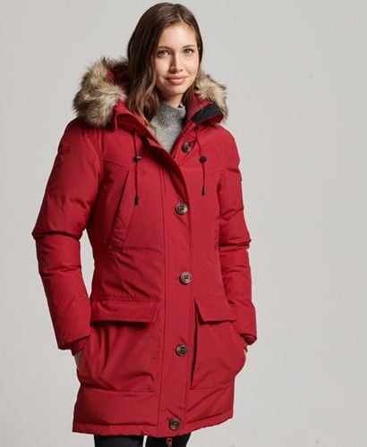 Women's Hooded Faux Fur Down Parka Coat Red / Chilli Pepper - Size: 6 - Superdry - Modalova