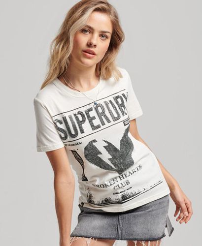 Women's Ladies Graphic Print Lo-fi Poster T-Shirt, Cream and Black, Size: 8 - Superdry - Modalova