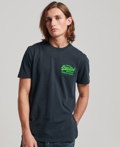 Men's Vintage Logo Neon T-Shirt Navy / Eclipse Navy - Size: S - Superdry - Modalova