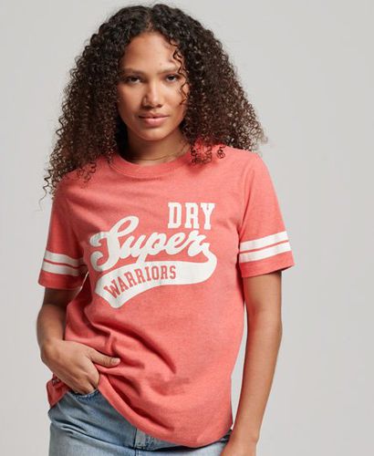 Women's Classic Organic Cotton Vintage Scripted Collegiate T-Shirt, Cream and Red, Size: 14 - Superdry - Modalova