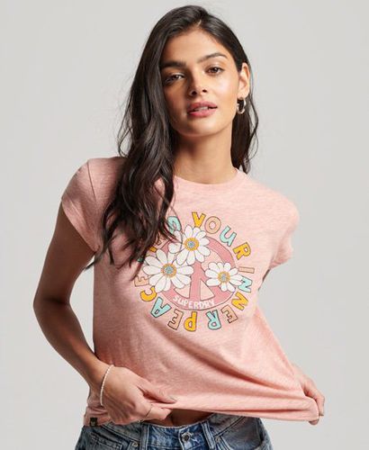 Women's Vintage 70s Skinny T-Shirt / Abbey Peach Snowy - Size: 12 - Superdry - Modalova