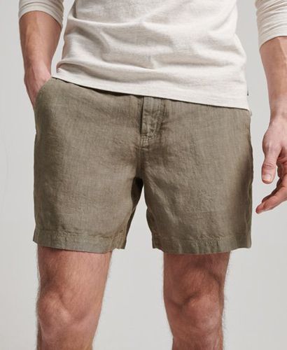 Men's Overdyed Linen Shorts Khaki / Washed Khaki - Size: XL - Superdry - Modalova