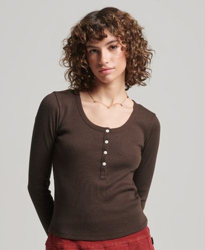 Ladies Classic Vintage Button Down Long Sleeve Top, Brown, Size: S/M - Superdry - Modalova