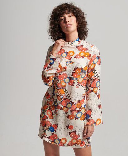 Women's Women's Fully Lined Floral Print Printed Long Sleeve Mini Dress, Cream, Size: 10 - Superdry - Modalova