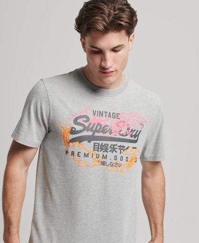 Men's Japanese Graphic Logo T-Shirt Grey / Grey Marl - Size: S - Superdry - Modalova