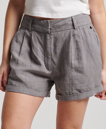 Women's Overdyed Linen Shorts Grey / Pewter Grey - Size: 6 - Superdry - Modalova