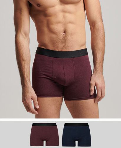 Men's Organic Cotton Offset Boxer Double Pack / /burgundy - Size: S - Superdry - Modalova