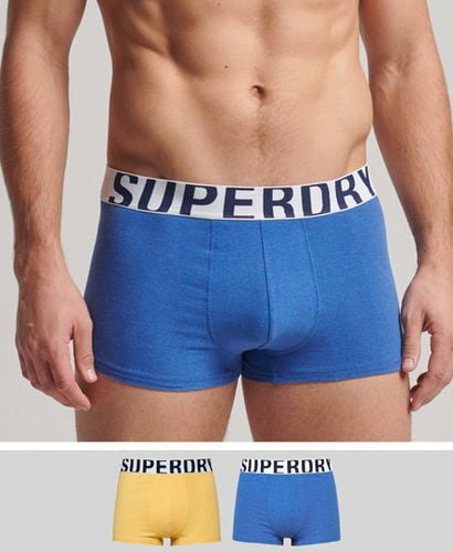 Men's Organic Cotton Trunk Logo Double Pack Blue / Mazarine/Nautical Yellow - Size: S - Superdry - Modalova