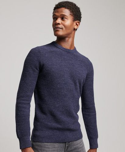 Men's Vintage Textured Crew Knit Jumper Navy / Night Navy Heather - Size: Xxl - Superdry - Modalova