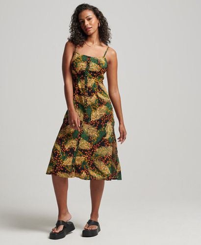 Women's Printed Button-Up Cami Midi Dress Multiple Colours / Palm Leaf Gold - Size: 8 - Superdry - Modalova