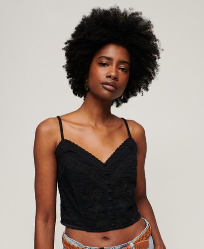 Ladies Embroidered Vintage Cami Top, Black, Size: 12 - Superdry - Modalova
