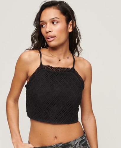 Women's Vintage Crop Crochet Top Black - Size: 12 - Superdry - Modalova