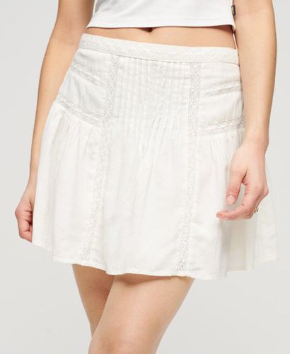 Women's Lace Trim Mini Skirt / Ecru - Size: 12 - Superdry - Modalova