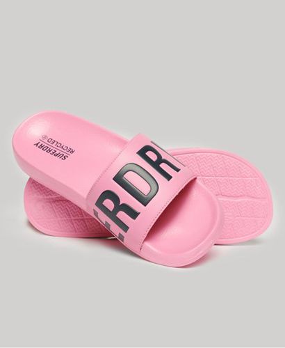 Women's Embossed Vegan Code Core Pool Sliders, Pink, Size: S - Superdry - Modalova