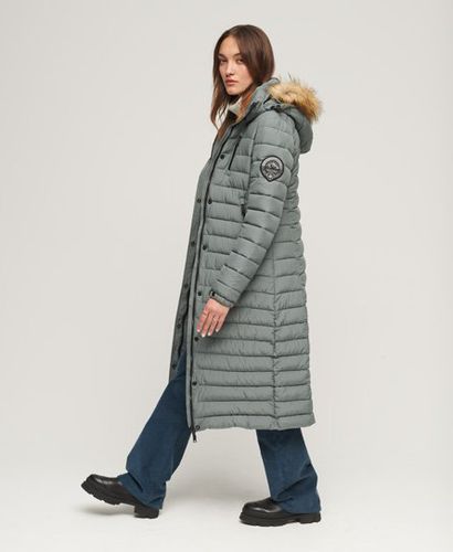 Women's Fuji Hooded Longline Puffer Coat Green / Balsam Green - Size: 8 - Superdry - Modalova