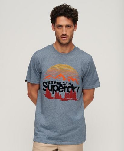 Men's Core Logo Great Outdoors T-Shirt Blue / Creek Blue Grit Grindle - Size: S - Superdry - Modalova