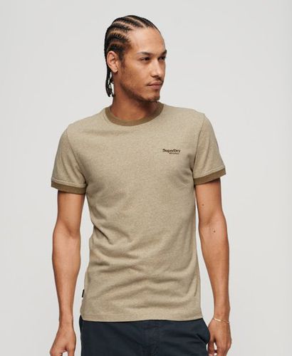 Men's Essential Logo Ringer T-Shirt / Tan Fleck Marl/Buck Tan Marl - Size: L - Superdry - Modalova