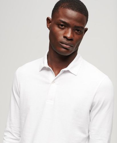 Men's Studios Long Sleeve Jersey Polo Shirt White / Optic - Size: L - Superdry - Modalova