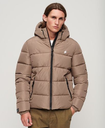 Men's Hooded Sports Puffer Jacket Brown / Fossil Brown - Size: L - Superdry - Modalova