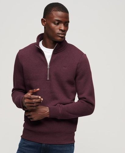 Men's Essential Half Zip Sweatshirt Red / Track Burgundy Marl - Size: M - Superdry - Modalova