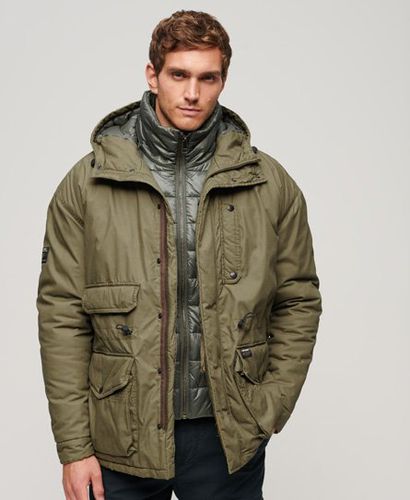 Men's Hooded Cotton Lined Deck Jacket Green / Khaki - Size: XL - Superdry - Modalova