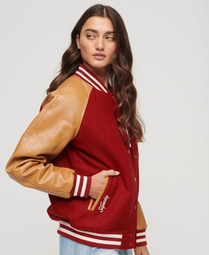 Women's College Varsity Bomber Jacket Red / Expedition Red - Size: 10 - Superdry - Modalova