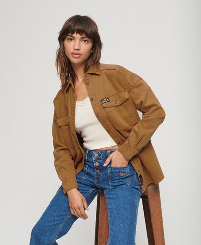 Women's Oversized Denim Shacket Brown / Caramel Brown - Size: 10 - Superdry - Modalova