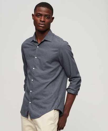 Men's Long Sleeve Cotton Smart Shirt Navy / Navy Blue Mix - Size: L - Superdry - Modalova