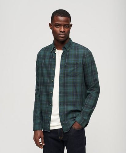 Men's Organic Cotton Vintage Check Shirt Blue / Hoxton Check Navy Green - Size: S - Superdry - Modalova