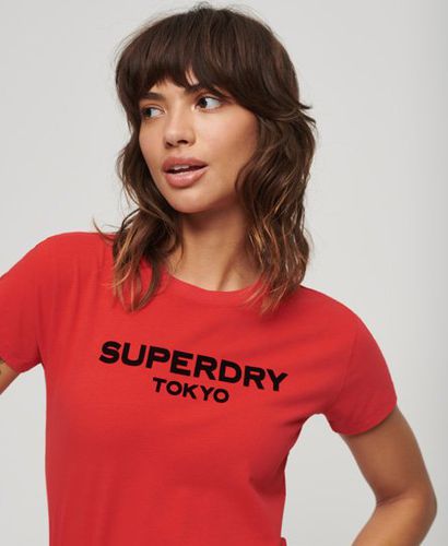Women's Sport Luxe Logo Fitted Cropped T-Shirt Red / Sunset Red - Size: 16 - Superdry - Modalova