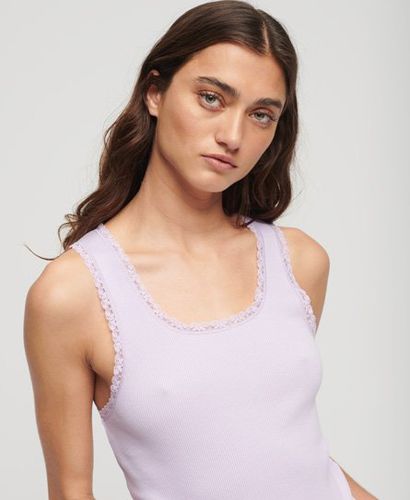 Women's Athletic Essentials Vintage Lace Trim Vest Top Purple / Palma Violet - Size: S/M - Superdry - Modalova