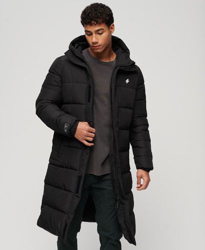 Men's Hooded Longline Sports Puffer Jacket Black - Size: Xxl - Superdry - Modalova