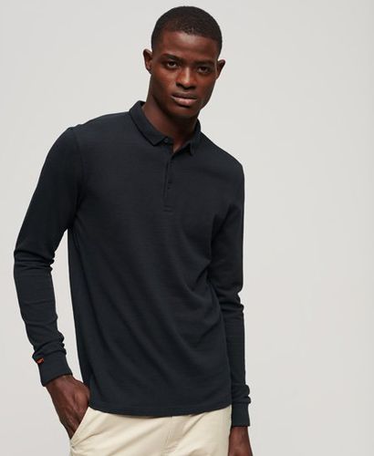 Men's Long Sleeve Cotton Pique Polo Shirt Navy / Eclipse Navy - Size: L - Superdry - Modalova