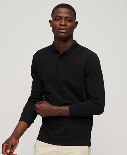 Men's Long Sleeve Cotton Pique Polo Shirt Black - Size: L - Superdry - Modalova