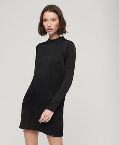 Women's Satin Mock Neck Mini Dress Black - Size: 10 - Superdry - Modalova