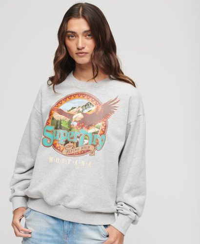 Women's Travel Souvenir Graphic Crew Neck Sweatshirt, Grey, Size: 12 - Superdry - Modalova