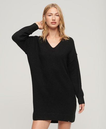 Women's V Neck Knit Jumper Dress Black - Size: 12 - Superdry - Modalova