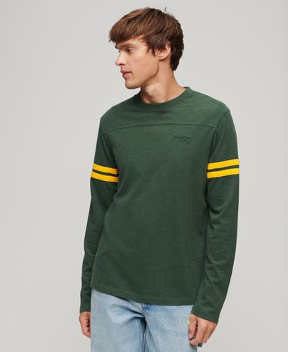 Men's Essential Logo Varsity Long Sleeve Top Green / Buck Green Marl/utah Gold - Size: L - Superdry - Modalova