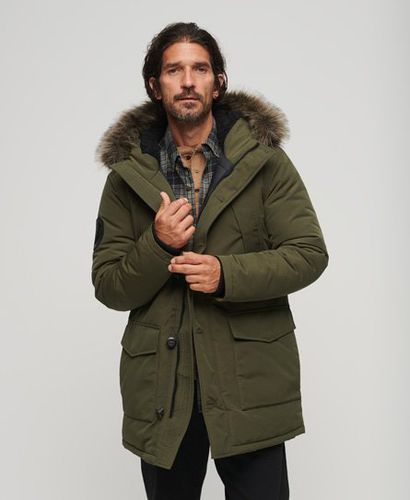 Men's Everest Faux Fur Hooded Parka Coat / Surplus Goods Olive - Size: M - Superdry - Modalova